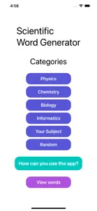 Scientific Word Generator screenshot #1 for iPhone