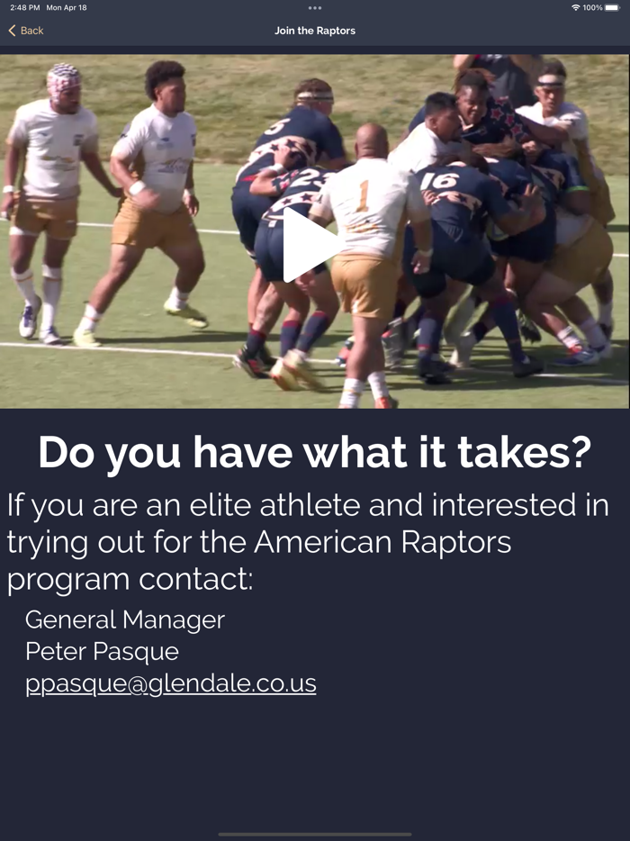 American Raptors Rugby