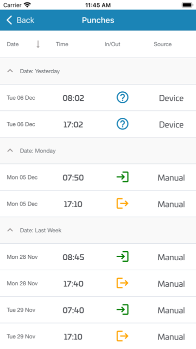 Spektrum Time&Attendance Screenshot