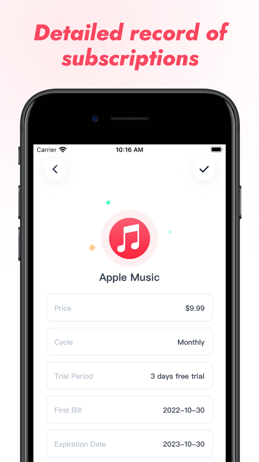#3. Pandora - Subscription Tracker (iOS) 由: 子恒 张