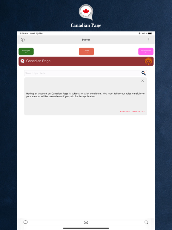 Canadian Page iPad screenshot 1 - Social Networking app