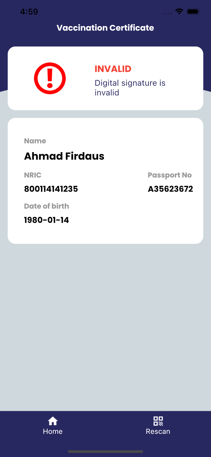 Vaccine Certificate Verifier