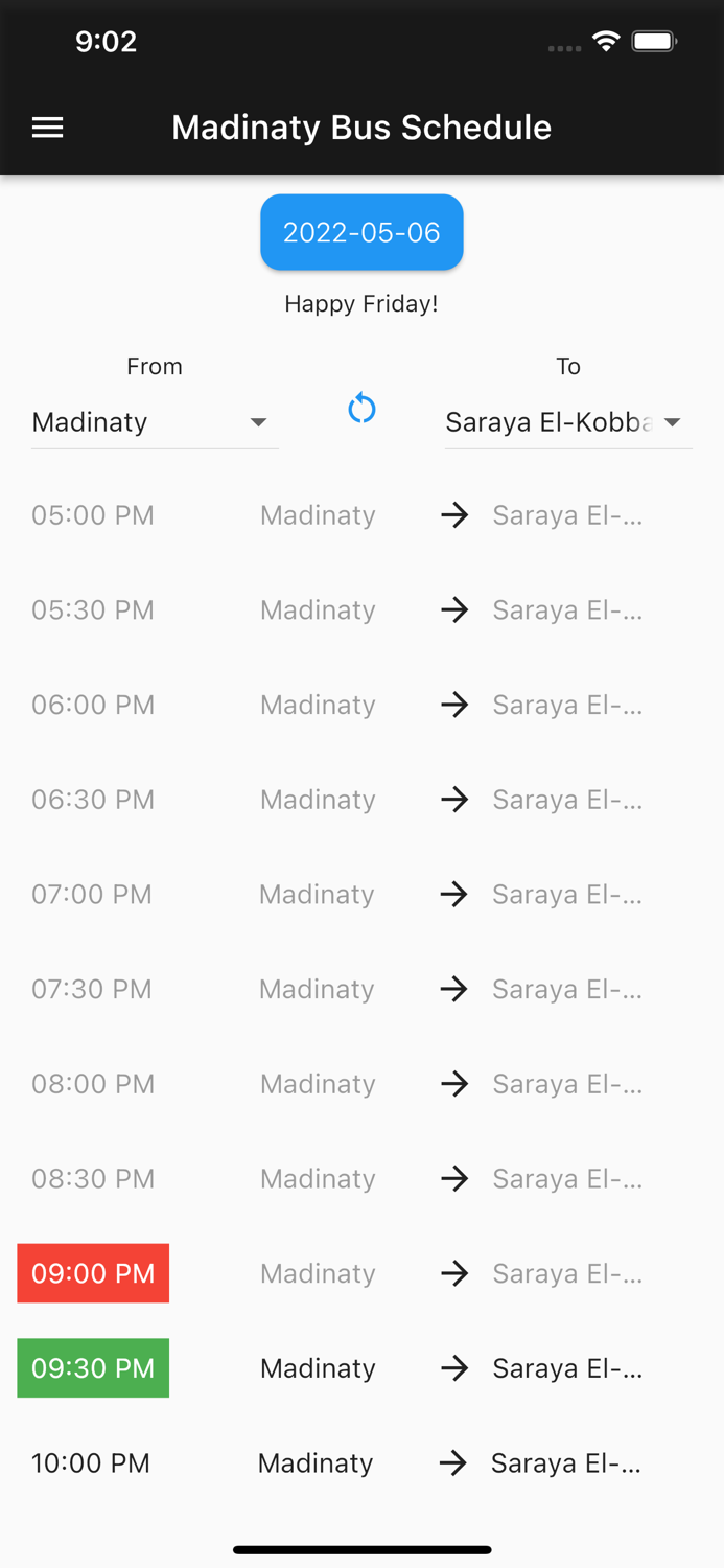 Madinaty Bus Schedule