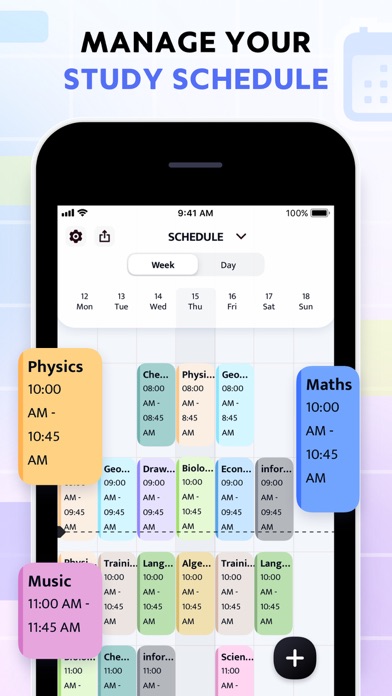 Digital Study Planner Schedule Screenshot