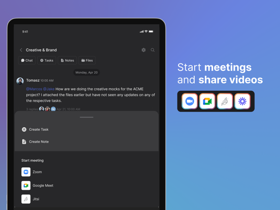 Rock - Messenger, Tasks, Notes iPad screenshot 8 - Productivity app