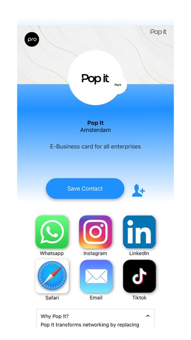 Pop It - E-Business Card Screenshot