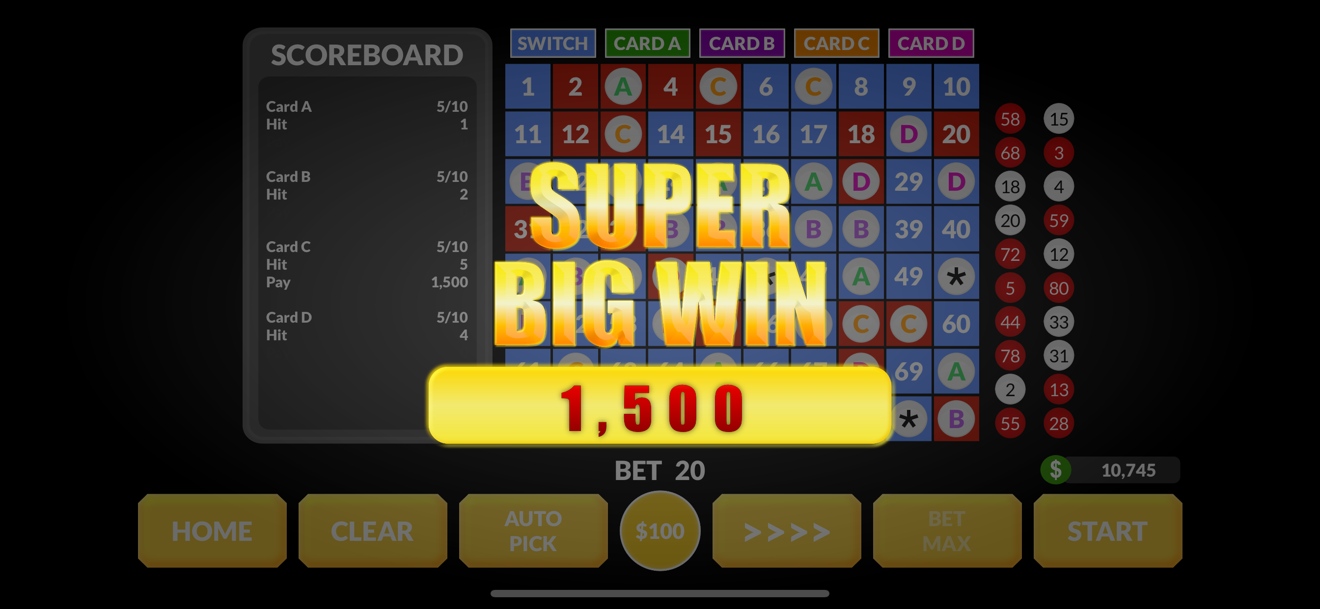 Super Keno 4 Card