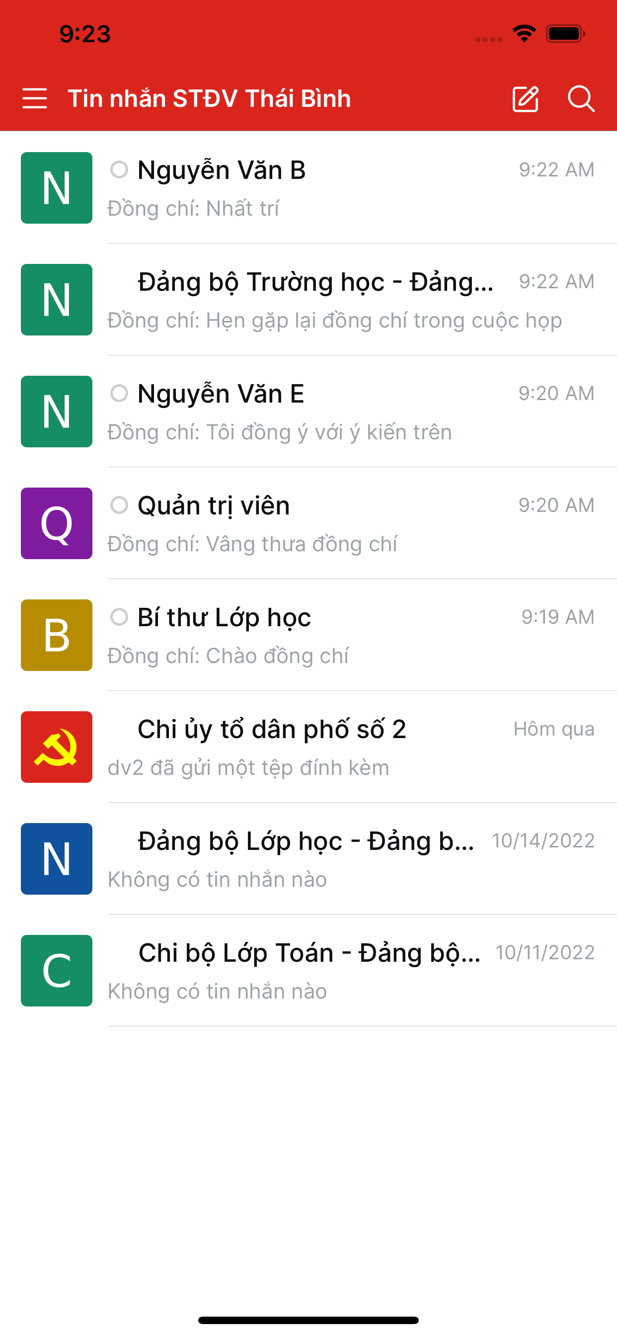 Tin nhắn STĐV Thái Bình