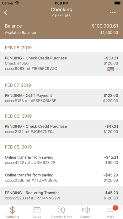 Premier Community Bank E-Bank Screenshot