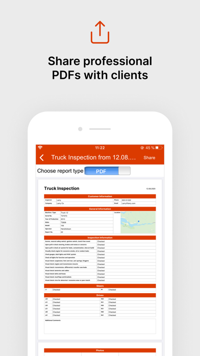 Heavy Equipment Inspection App Screenshot