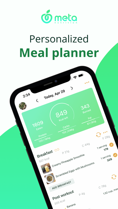 Screenshot #1 pour Meta Nutrition - Meal Planner