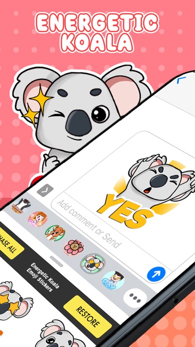 Energetic Koala Emoji Screenshot