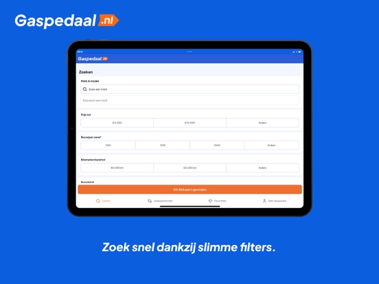 Gaspedaal.nl: autovergelijker iPad app afbeelding 1