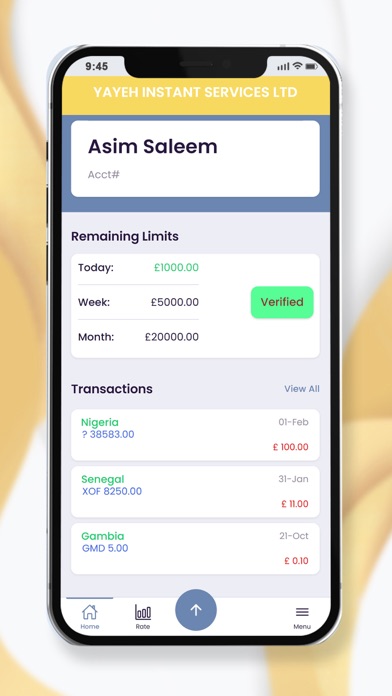 Yayeh Money Transfer Screenshot