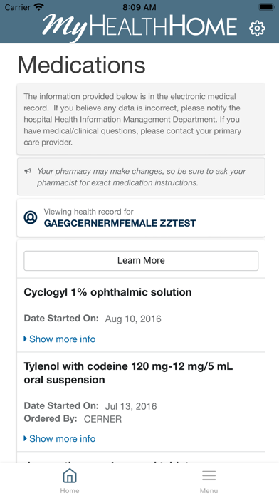 MyHealthHome - Oracle Health Screenshot