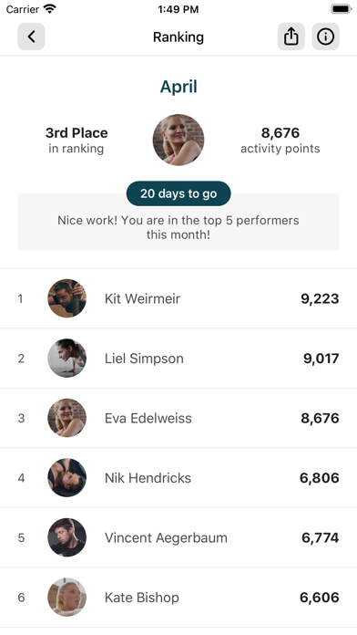 AV Fitness App Screenshot