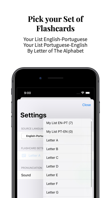 Portuguese Vocabulary Screenshot