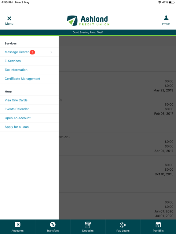 AshlandCU Mobile iPad screenshot 4 - Finance app
