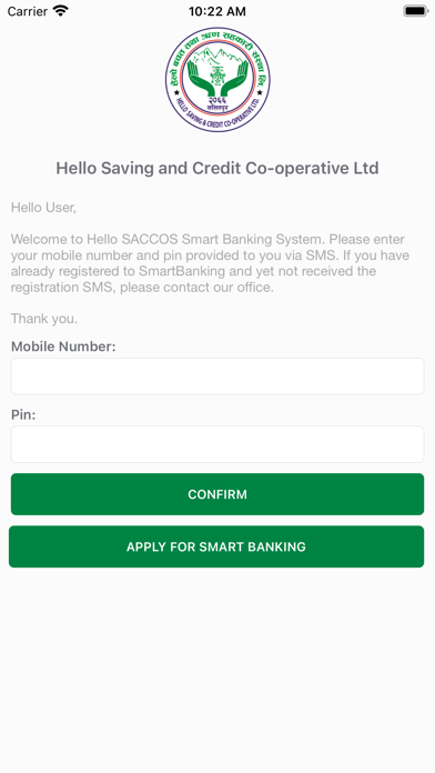 Hello SACCOS Smart Banking Screenshot