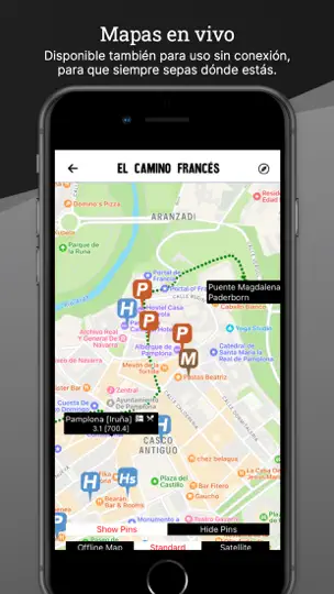 Captura de pantalla de Wise Pilgrim Camino Francés en iPhone 7