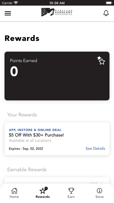 Maryland Saddlery Rewards Screenshot