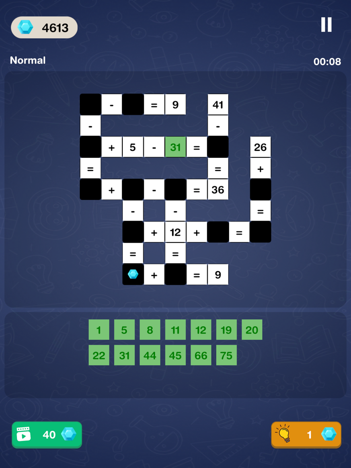 Math Puzzle Game - Crossword