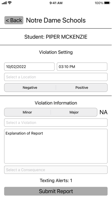 Behavior Reporting Screenshot