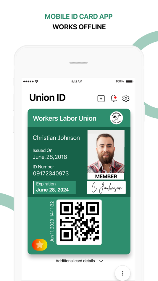 #1. Union ID: Member ID Card (iOS) 由: ID123 Inc.