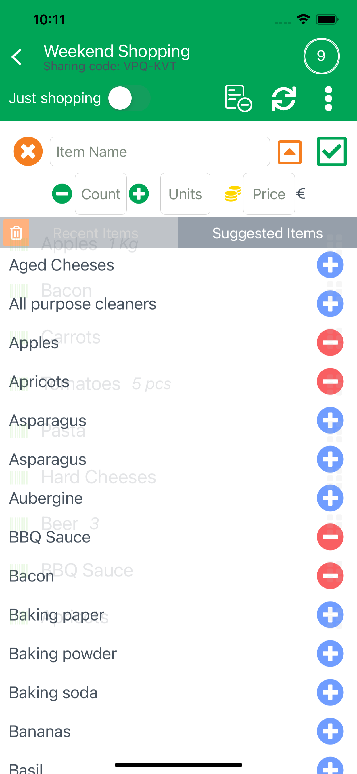 Shoppka - smart shopping list