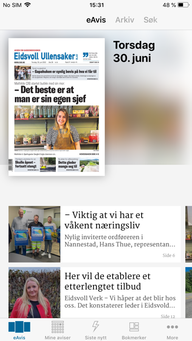 Eidsvoll Ullensaker Blad eAvis Screenshot