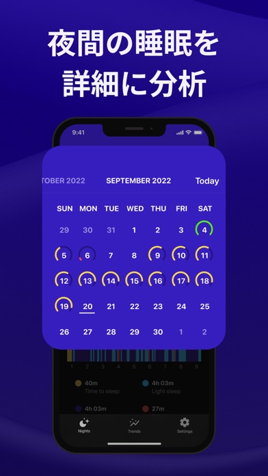 夜間の睡眠を詳細に分析