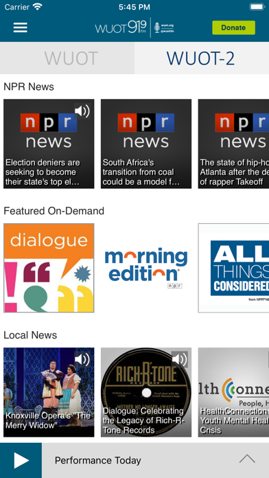 WUOT Public Radio App Screenshot