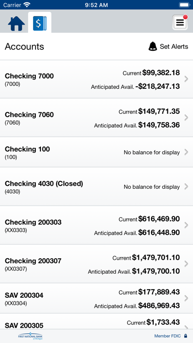 FNBMichigan Mobile Bus Banking Screenshot