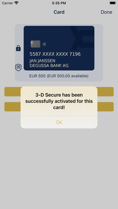 Degussa Bank My Card Manager Screenshot