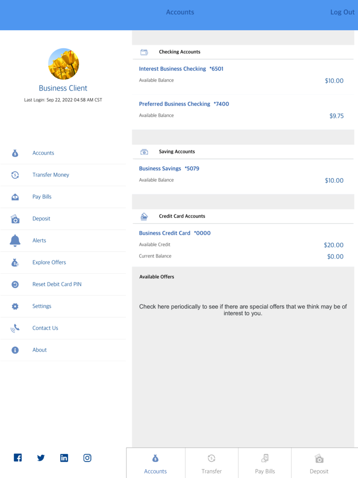 Hancock Whitney BIZ Tablet