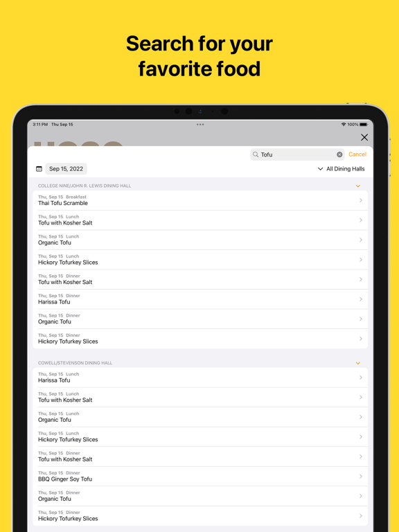 UCSC Dining - Menu iPad screenshot 4 - Food & Drink app