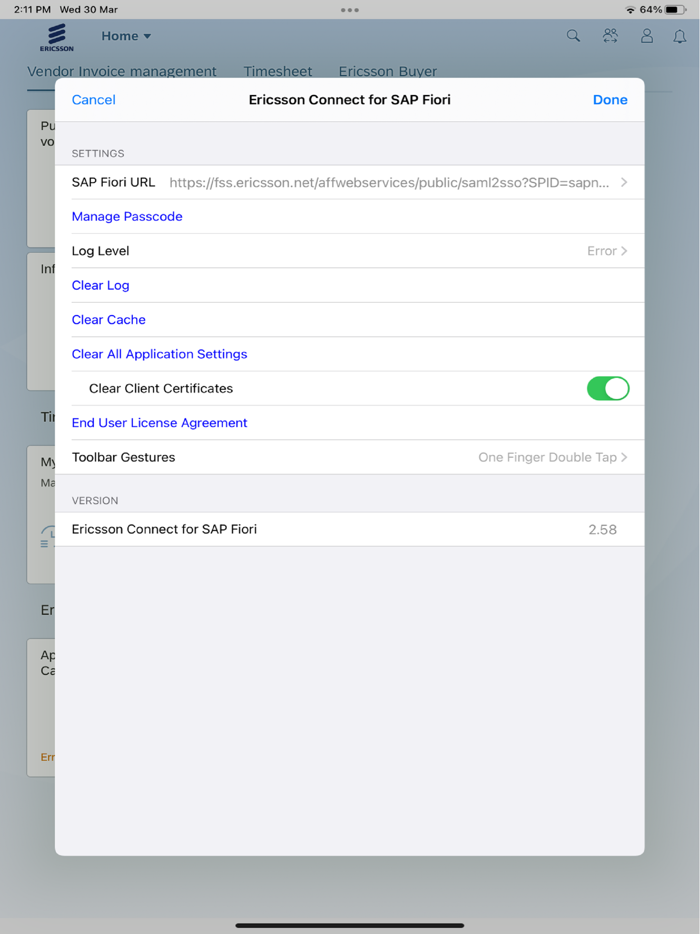 Ericsson Connect for SAP Fiori