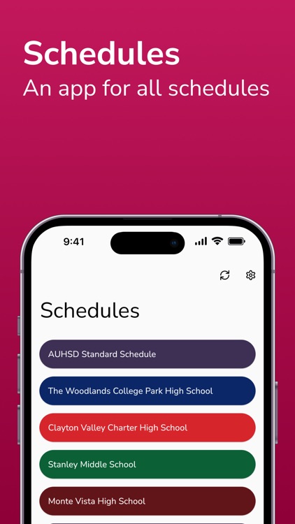 Schedules: find your schedules