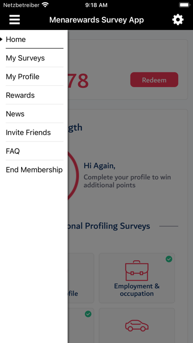 Menarewards Survey App Screenshot