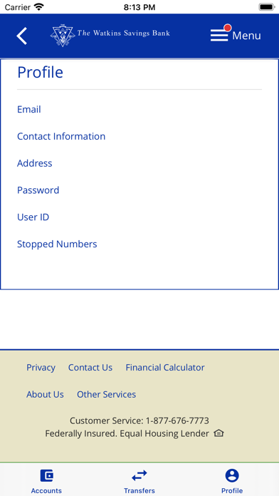 Watkins Savings Bank Screenshot