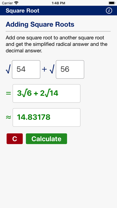 Square Root Calculator Screenshot