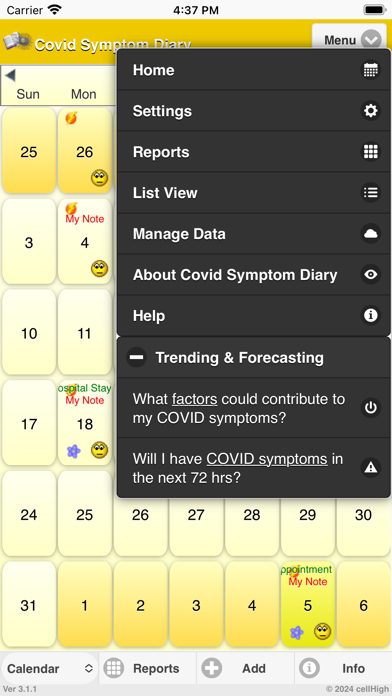 Covid Symptom Diary Screenshot