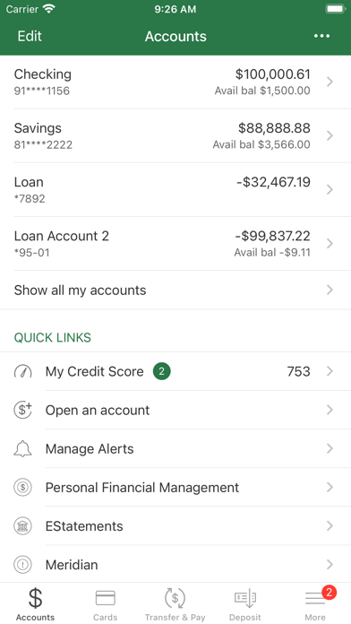 Belt Valley Bank Screenshot
