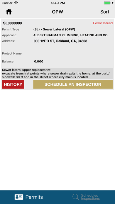 OPW Inspection Request Screenshot