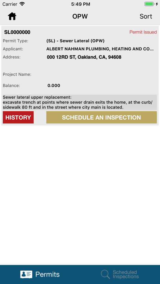 #2. OPW Inspection Request (iOS) 由: City of Oakland