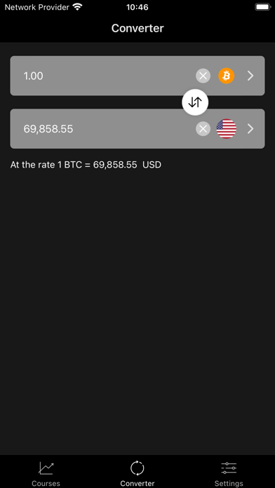 Exchange Rates Cryptocurrency Screenshot