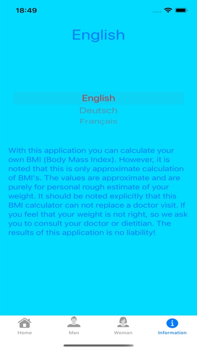 BMI App Calculator Screenshot