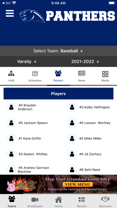 Greenbrier Panthers Athletics Screenshot
