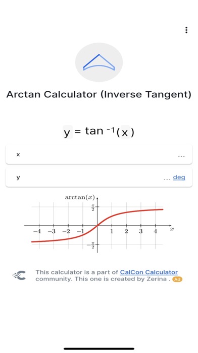 Arctan Calculator Screenshot