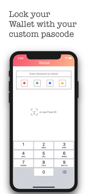 Wallet Pro - Screenshot van de kredietportefeuille